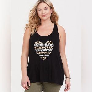 Black Leopard Heart Tank - Torrid - 1X